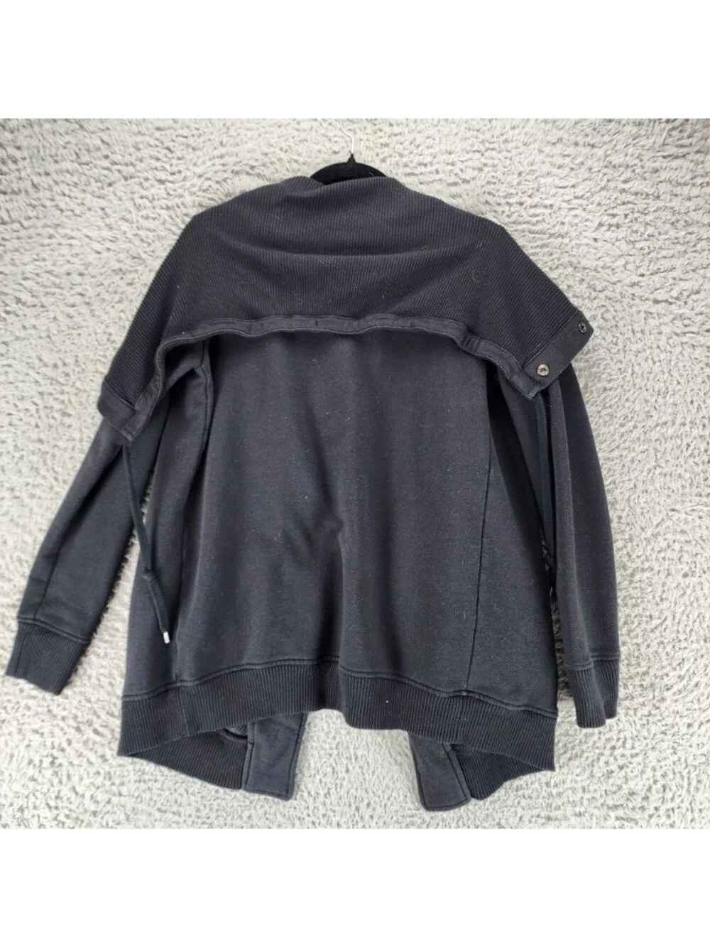 Athleta Jacket Womens Small Black Fleece Long Sleeve Open Shawl Collar